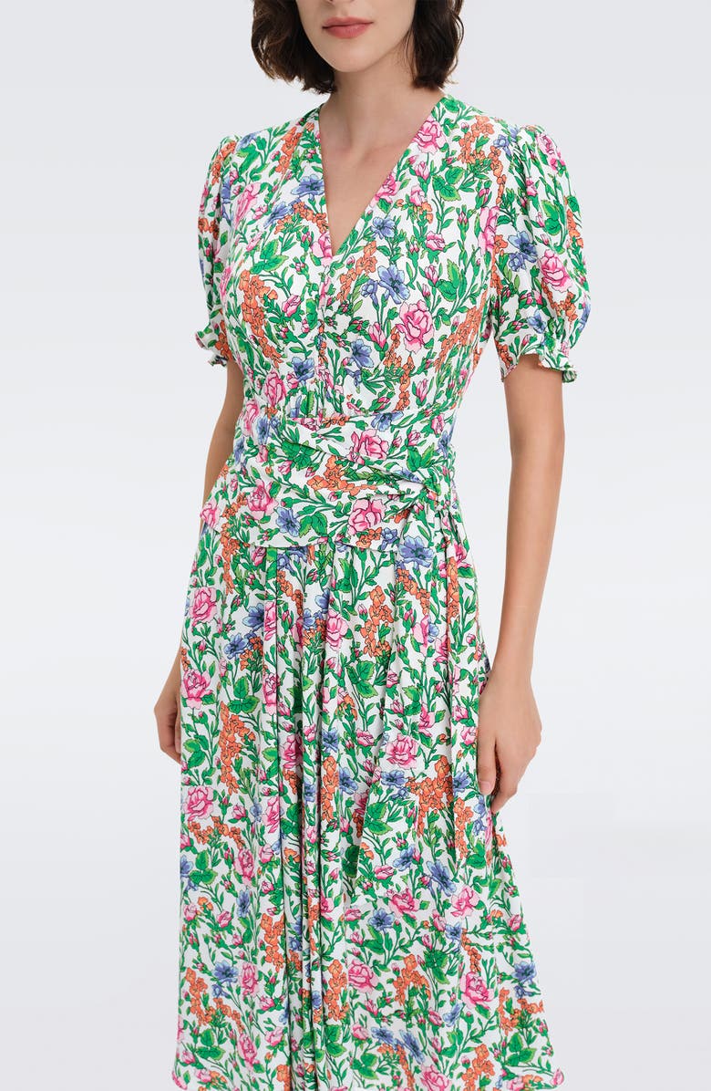 Diane von Furstenberg Sammie Floral Print Puff Sleeve Maxi Dress, Alternate, color, 
