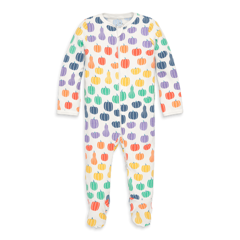 Baby Organic Zip Footie In Fall Prints