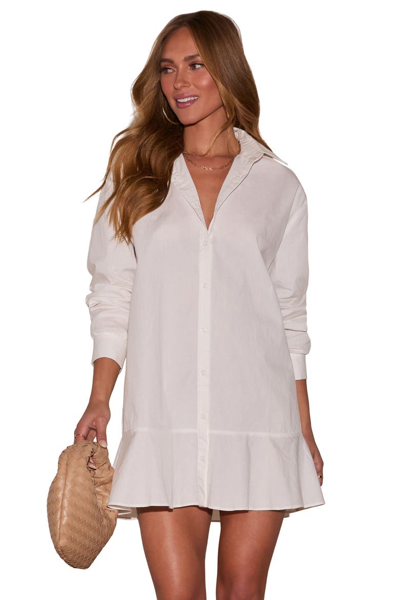 Zayla Long Sleeve Shirtdress, Alternate, color, WHITE