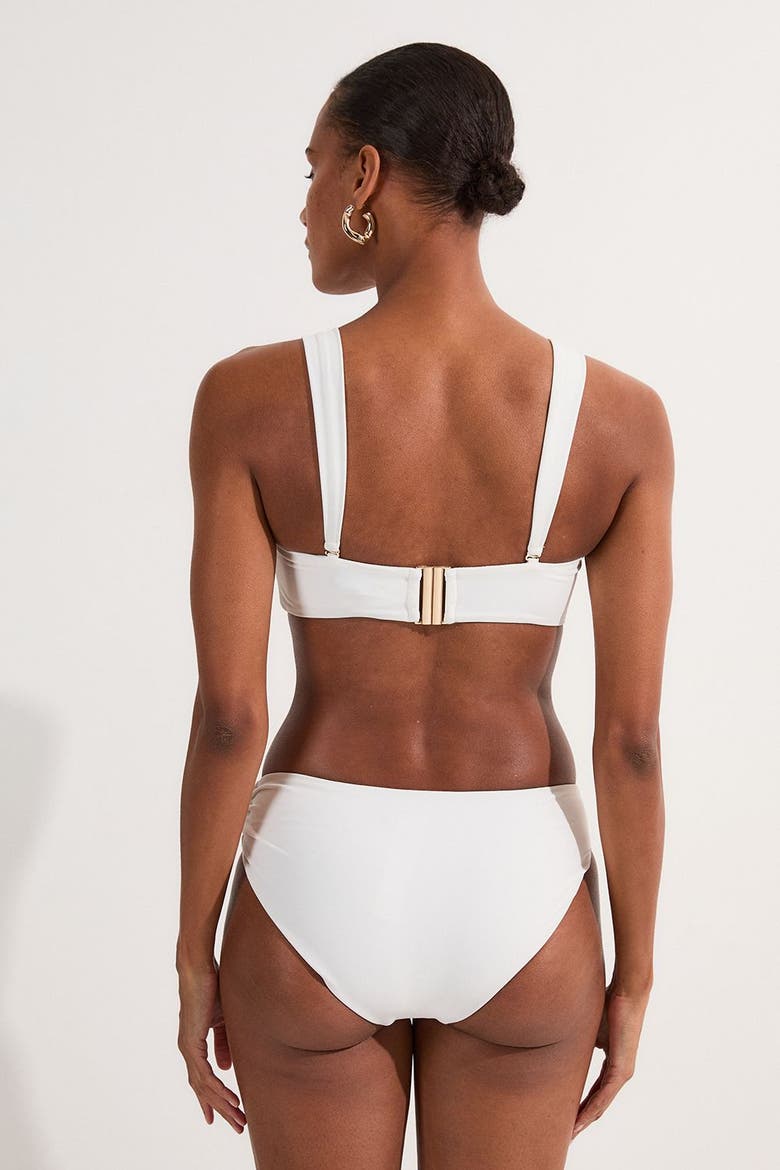 Detachable Strap Gold Trim Bikini Top, Alternate, color, White