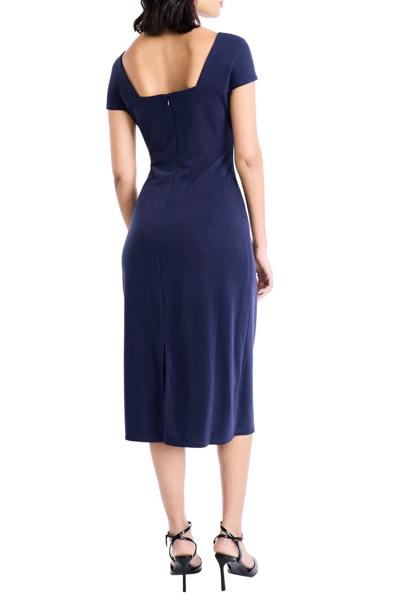 Maggy London Cap Sleeve Midi Sheath Dress, Alternate, color, Evening Blue