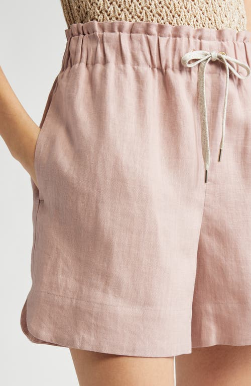 Eleventy Drawstring Linen Shorts In Rose