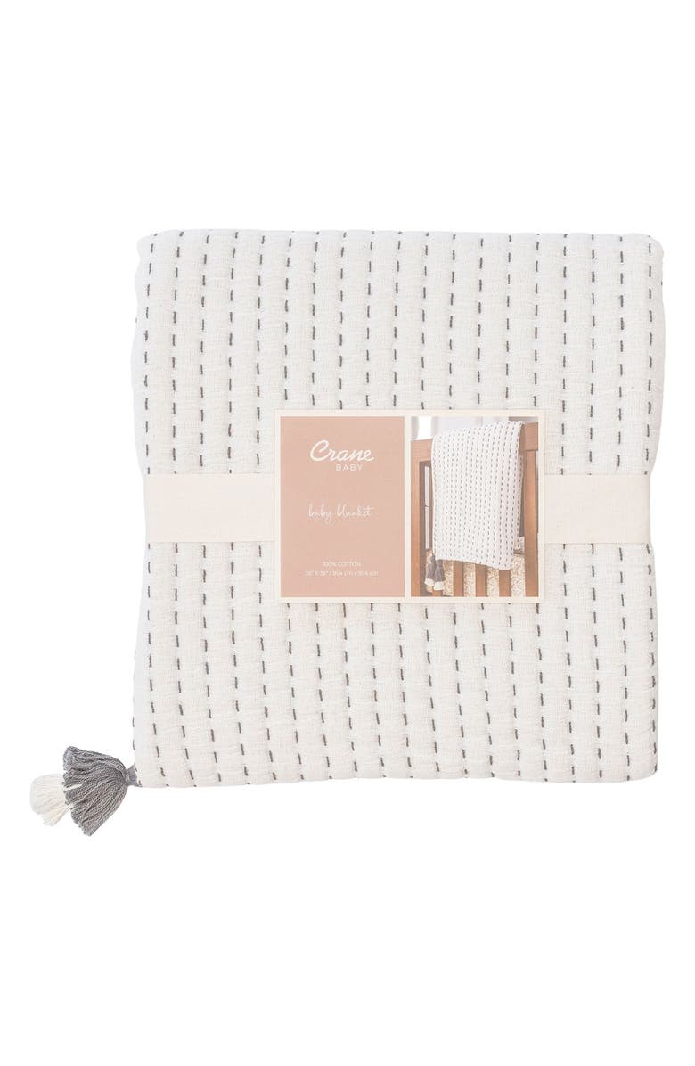 CRANE BABY Luxe Cotton Baby Blanket, Alternate, color, White