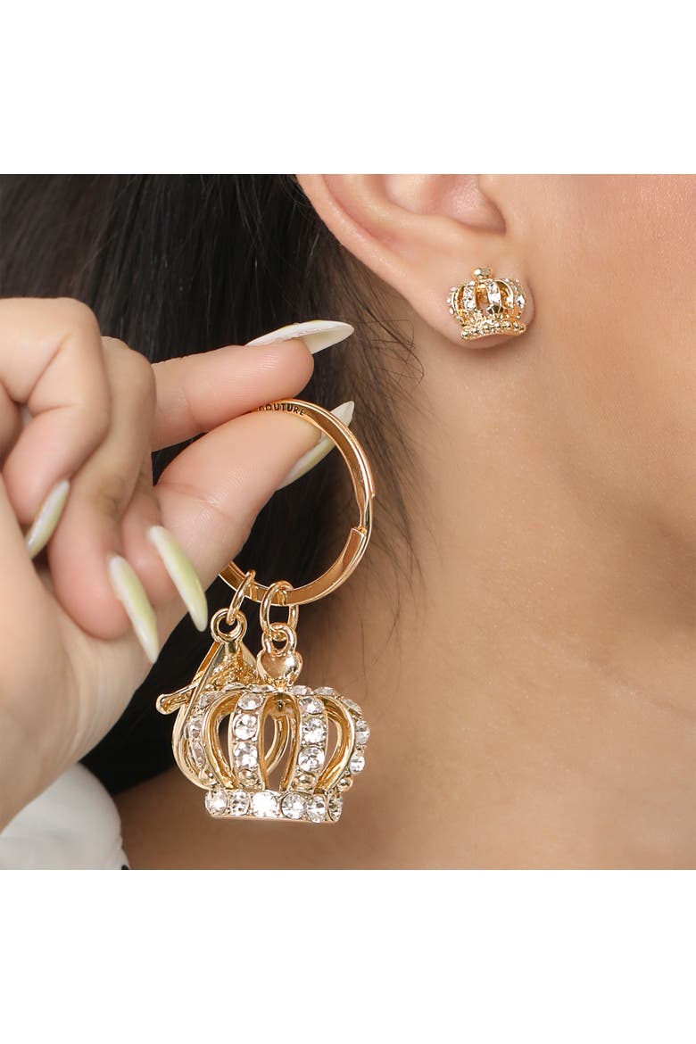Crystal Crown Keychain & Earring Set, Alternate, color, Gold, silver