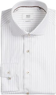 1863 by Eterna Modern Fit Stripe Non-Iron Cotton Dress Shirt