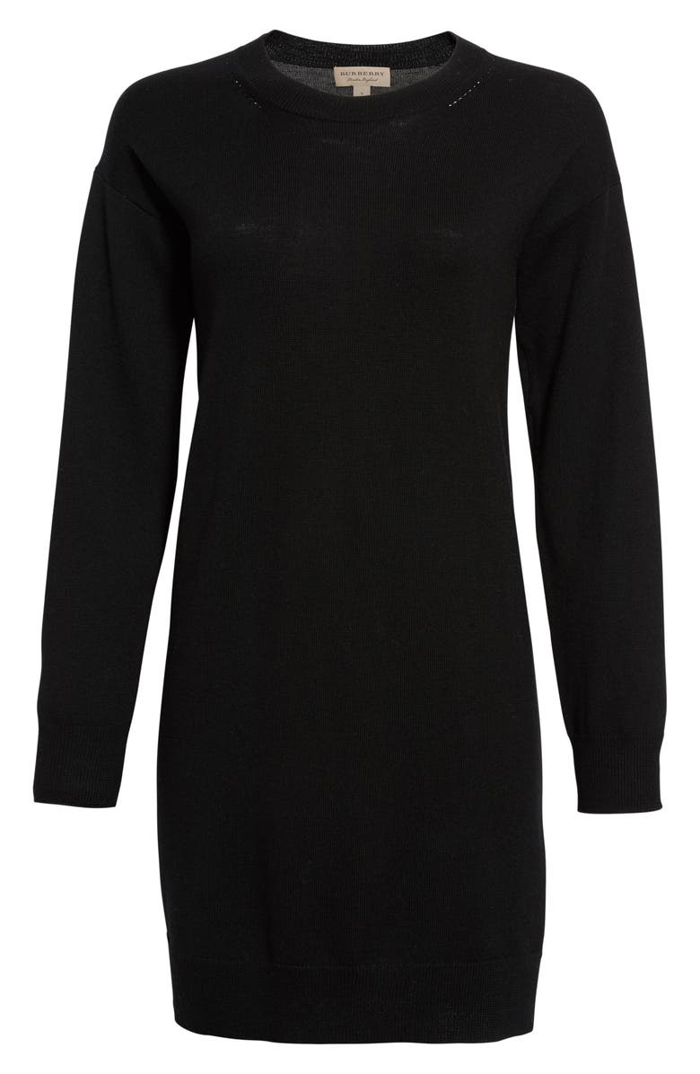 Burberry Alewater Elbow Patch Merino Wool Dress, Alternate, color,
