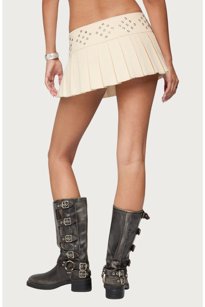 Lovina Grommet Low Rise Pleated Miniskort, Alternate, color, STONE