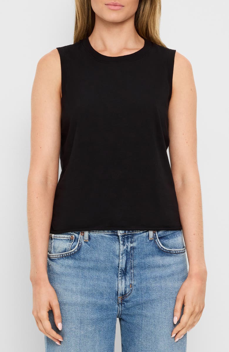 Michael Stars Junia Cotton Tank, Main, color, Black