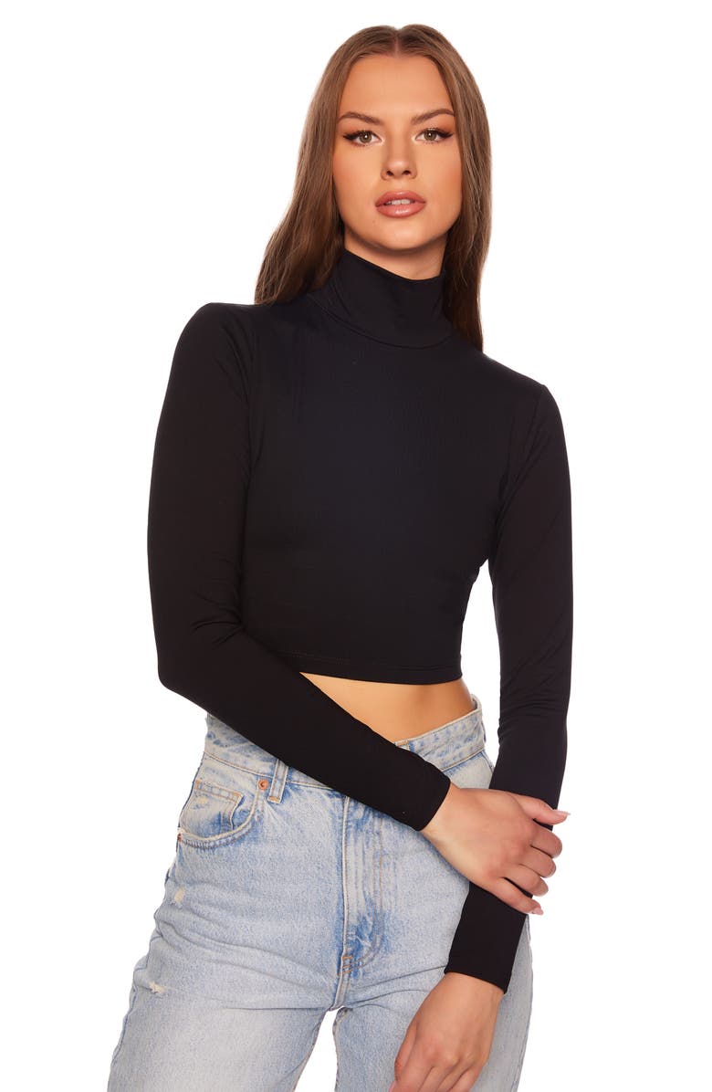 Susana Monaco Mock Neck Long Sleeve Crop Top, Alternate, color,