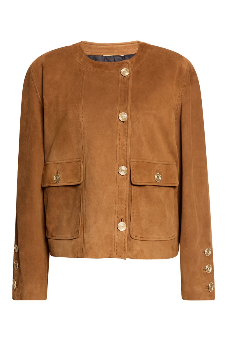 Lambskin Suede Jacket, Alternate, color, RHUM AMBRE