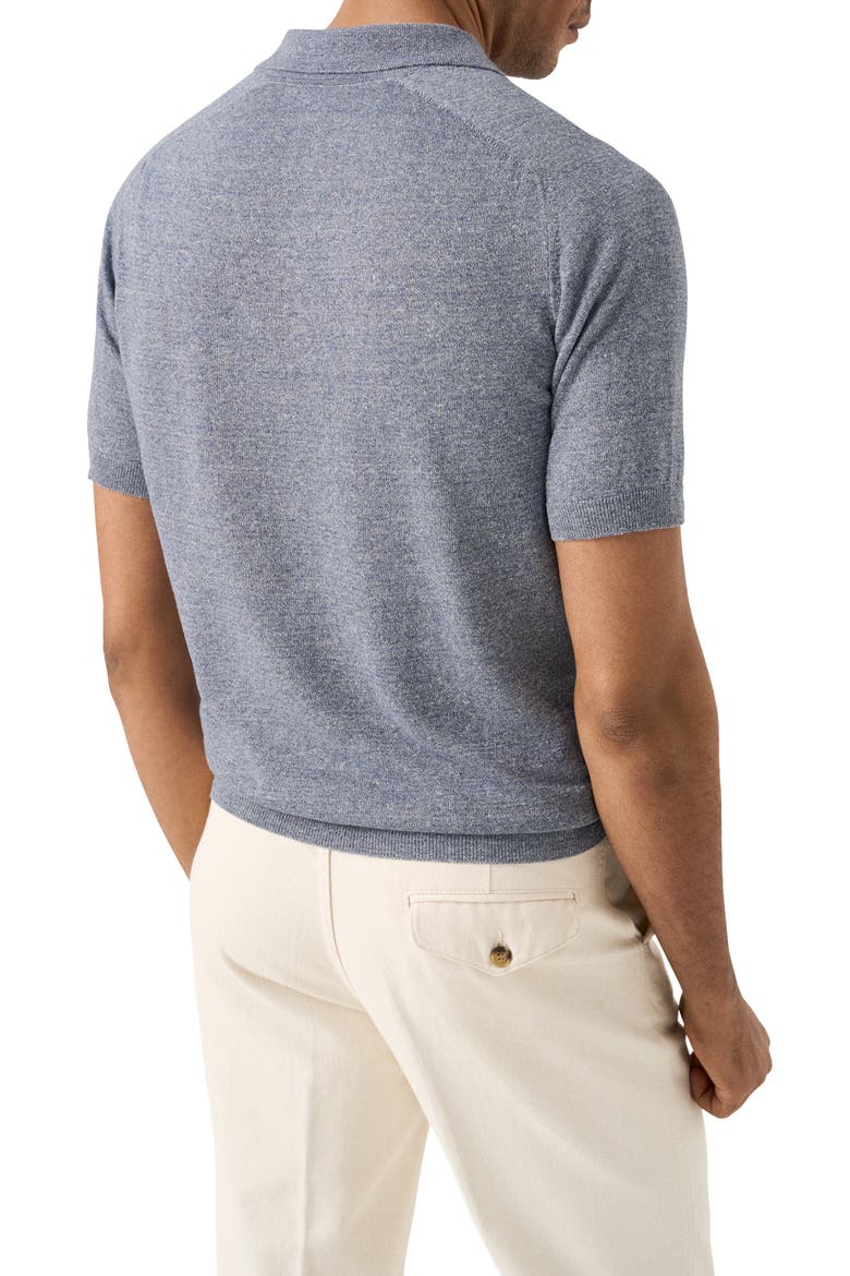 Linen & Cotton Fine Knit Polo, Alternate, color, DARK BLUE