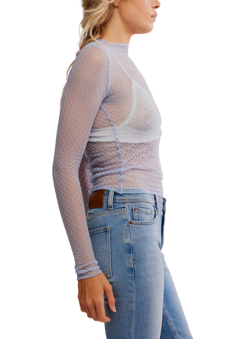 Minding My Business Sheer Top, Alternate, color, CASHMERE BLUE