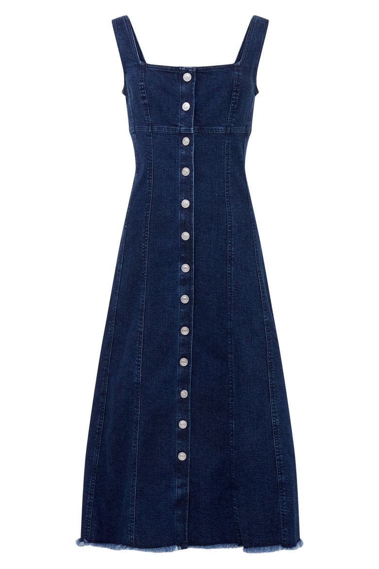 Arywode Sleeveless Fray Hem Denim Midi Dress, Alternate, color, 40-MID WASH