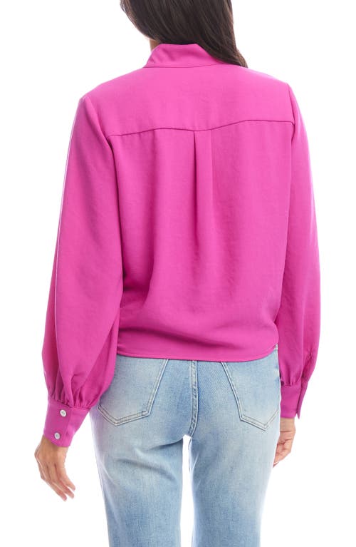 Karen Kane Long Sleeve Tie-front Top In Berry In Berry