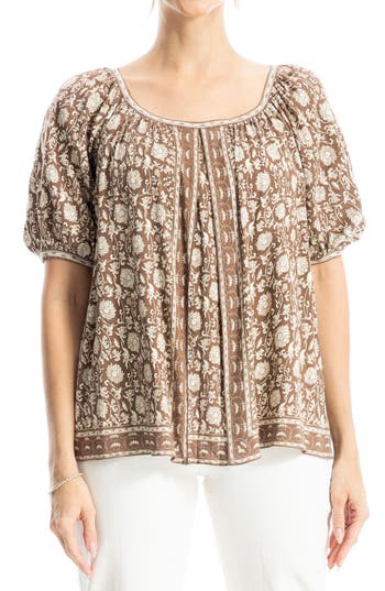 MAX STUDIO MAX STUDIO SHORT BUBBLE SLEEVE BLOUSE