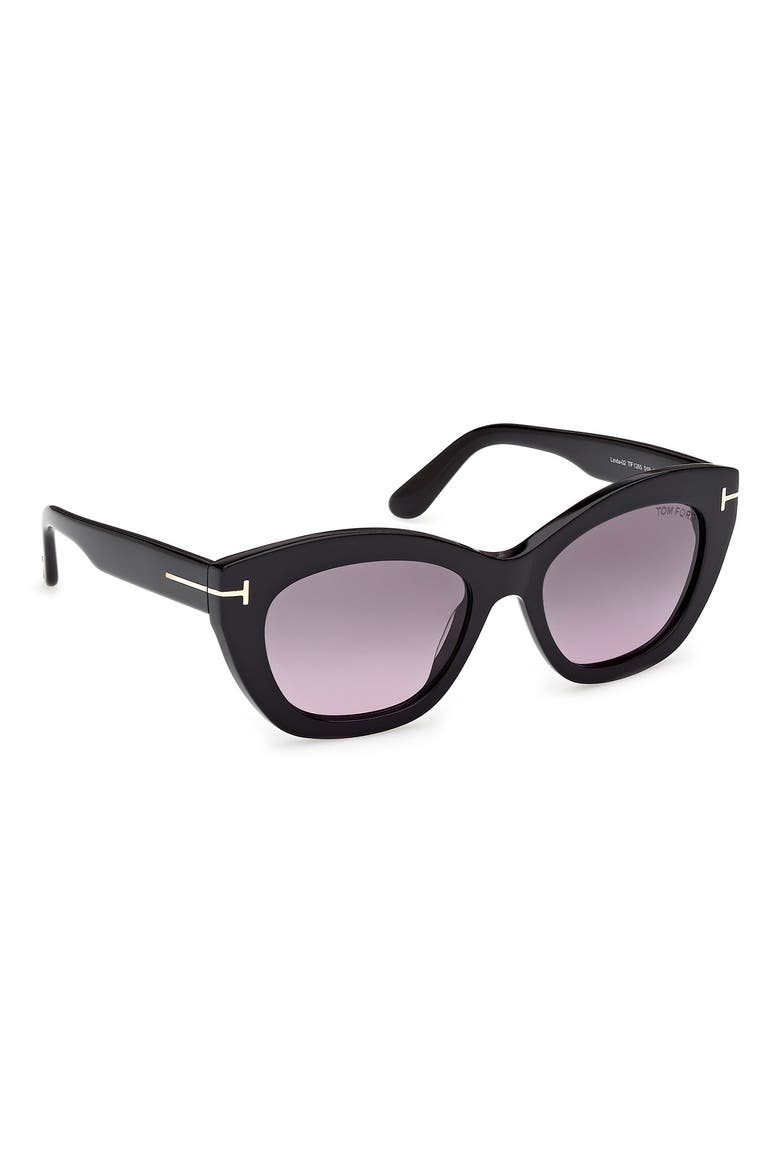 Linda 53mm Butterfly Sunglasses, Alternate, color, SHINY BLACK/ PURPLE LENSES