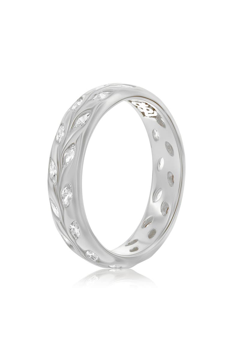 Cubic Zirconia Leaf Band Ring, Alternate, color, WHITE