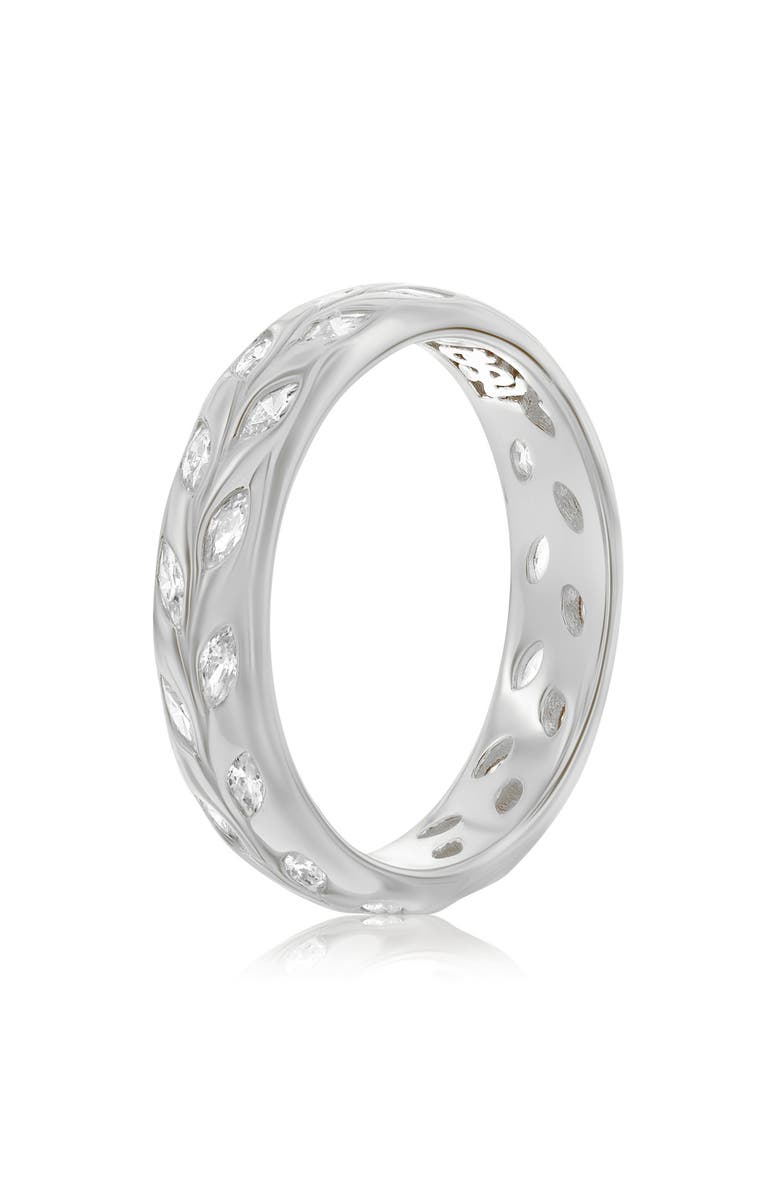 SUZY LEVIAN Cubic Zirconia Leaf Band Ring, Alternate, color, White