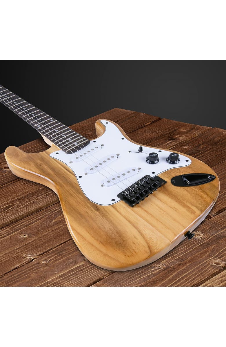Lyxpro 36 Electric Guitar Kit Bundle w/ 20W Amp, Tuner, Strings, Picks, Strap & Case, Alternate, color, Natural