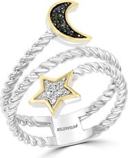 EFFY Sterling Silver Moon & Star Bypass Ring - 0.08ct.