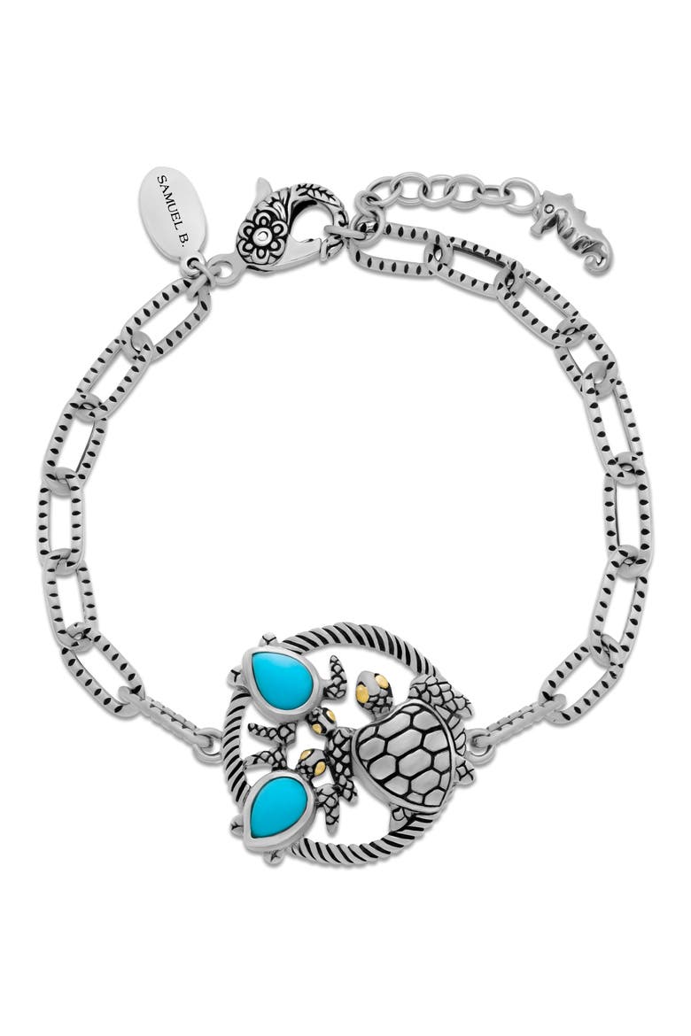 Sleeping Beauty Turquoise Turtle Charm Bracelet, Main, color, TURQUOISE