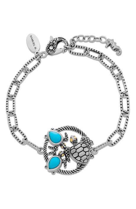 SAMUEL B. Sleeping Beauty Turquoise Turtle Charm Bracelet