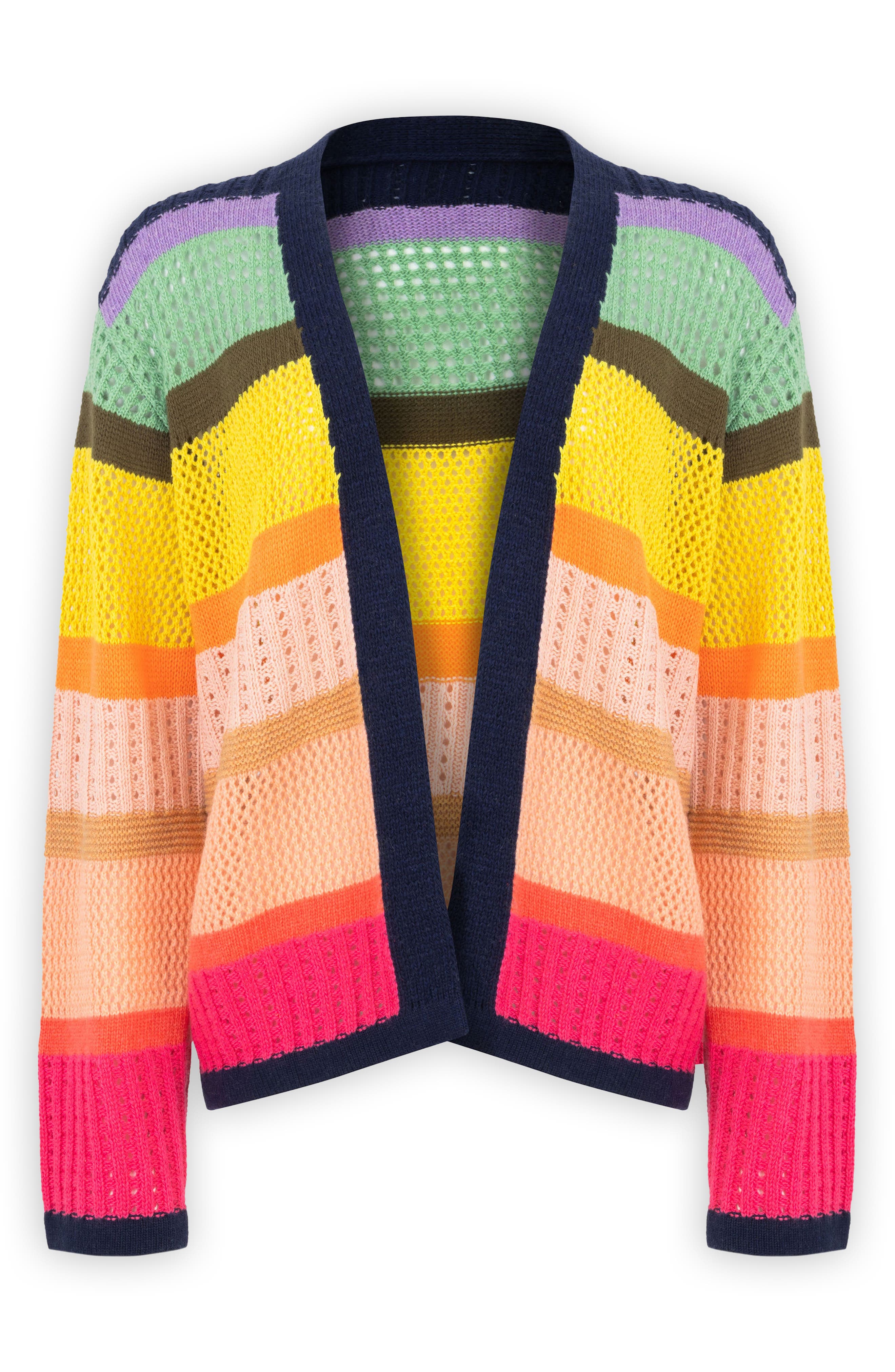 Multicolor Open Knit Cardigan