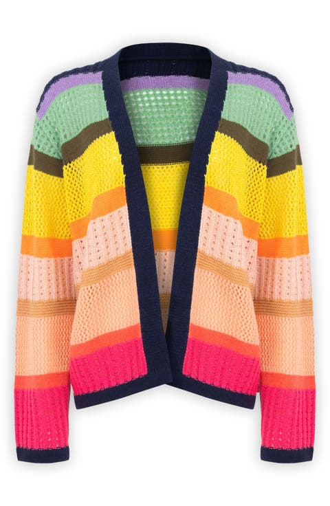 Multicolor Open Knit Cardigan