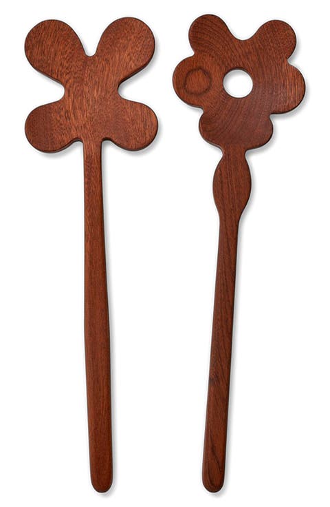 Serving Friends Flowers Wooden Spoon Set