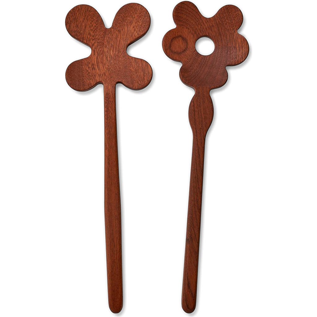 Areaware Serving Friends Flowers Wooden Spoon Set In Brown
