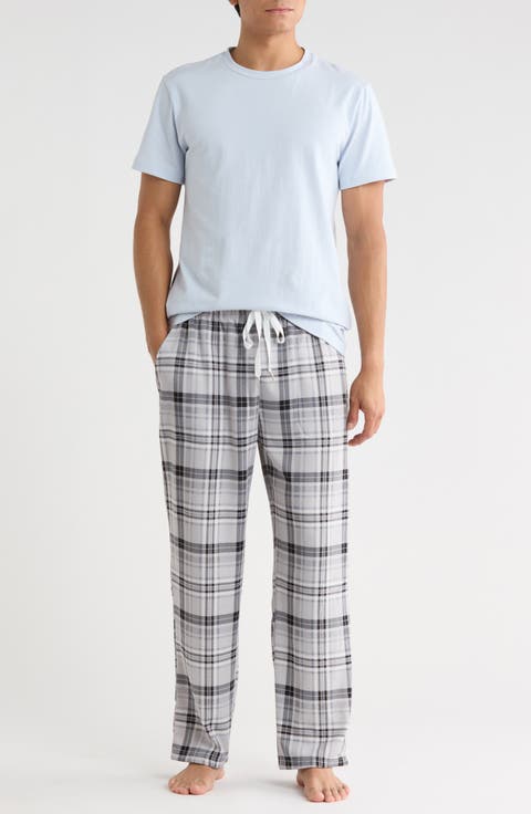 Crewneck T-Shirt & Plaid Pajama Pants Set