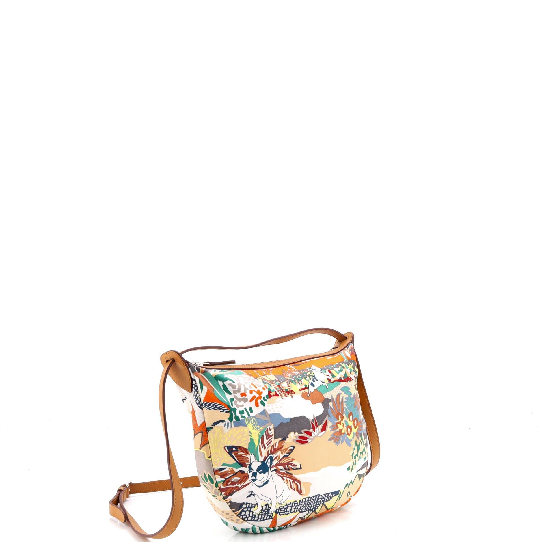 Sursoie To Go Pouch Printed Silk and Leather, Alternate, color, Brown