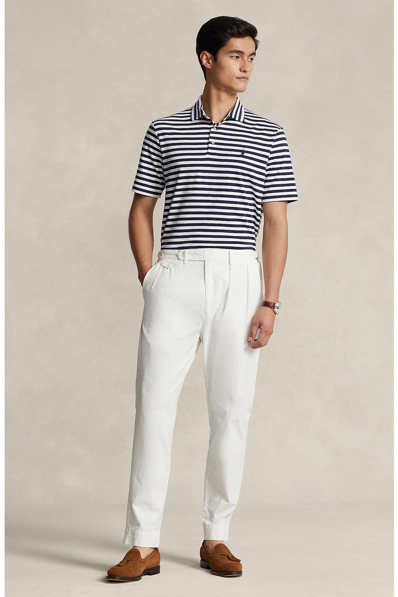 Stripe Cotton Interlock Polo, Alternate, color, REFINED NAVY/ WHITE