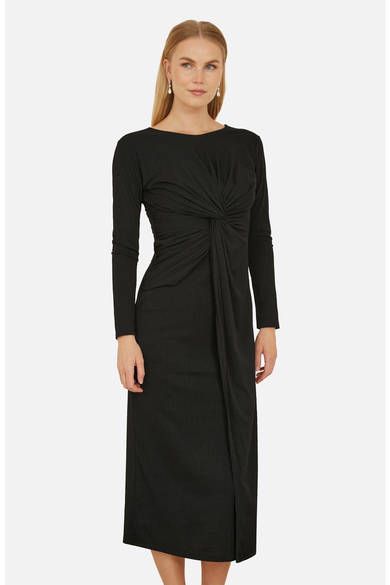 Midi Fitted Stretch Dress, Alternate, color, Black