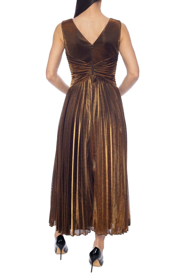 Pleated Chiffon Gown, Alternate, color, BRONZE