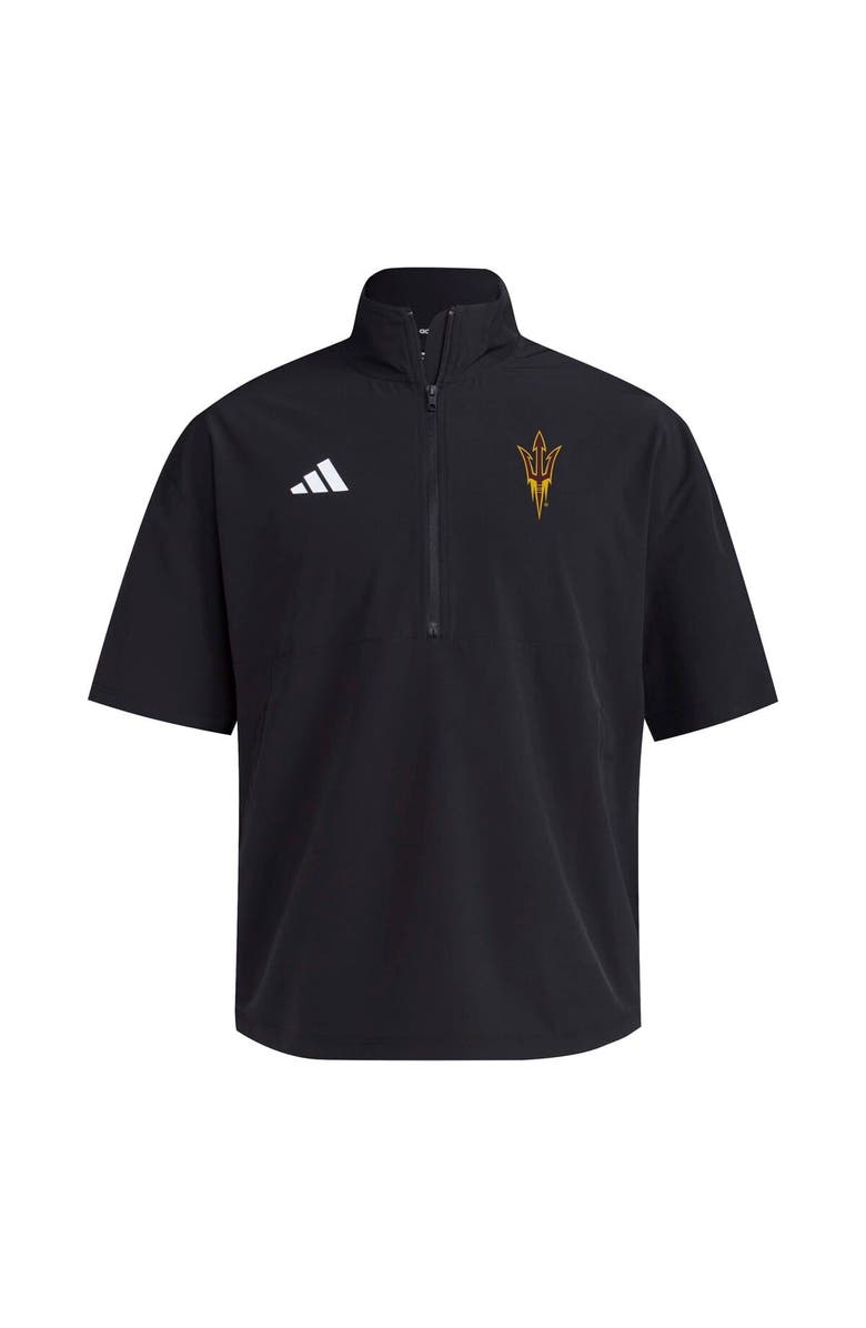 adidas Men's adidas Black Arizona State Sun Devils 2024 Half-Zip Short Sleeve Training Jacket, Alternate, color, Black