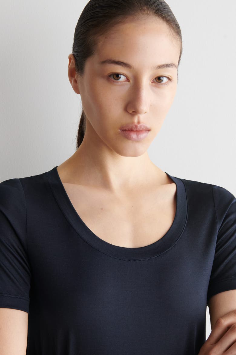 Slim Silk T-Shirt, Alternate, color, NAVY