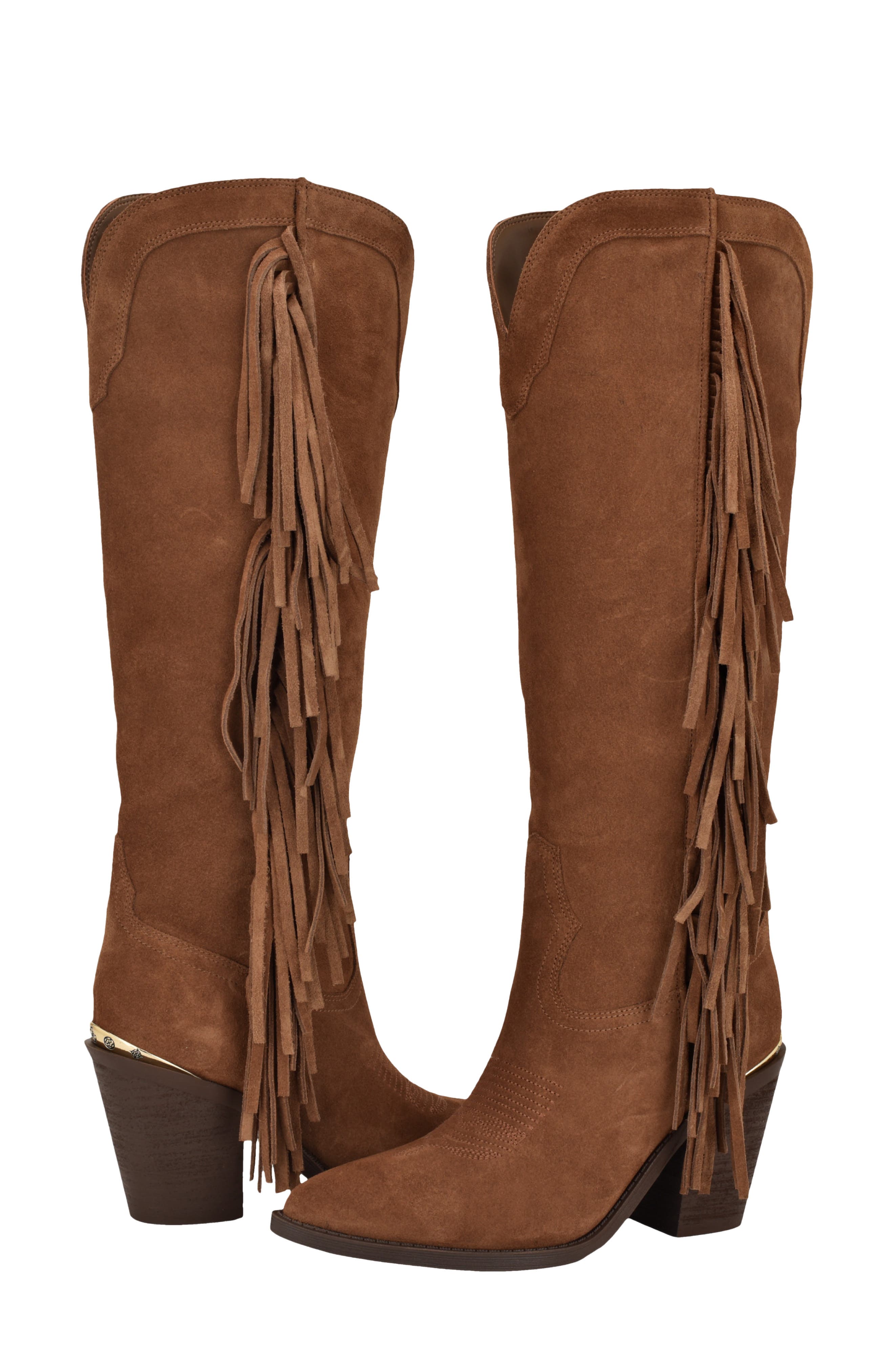 Sashlee Pointed Toe Western Boot, Alternate, color, BROWN