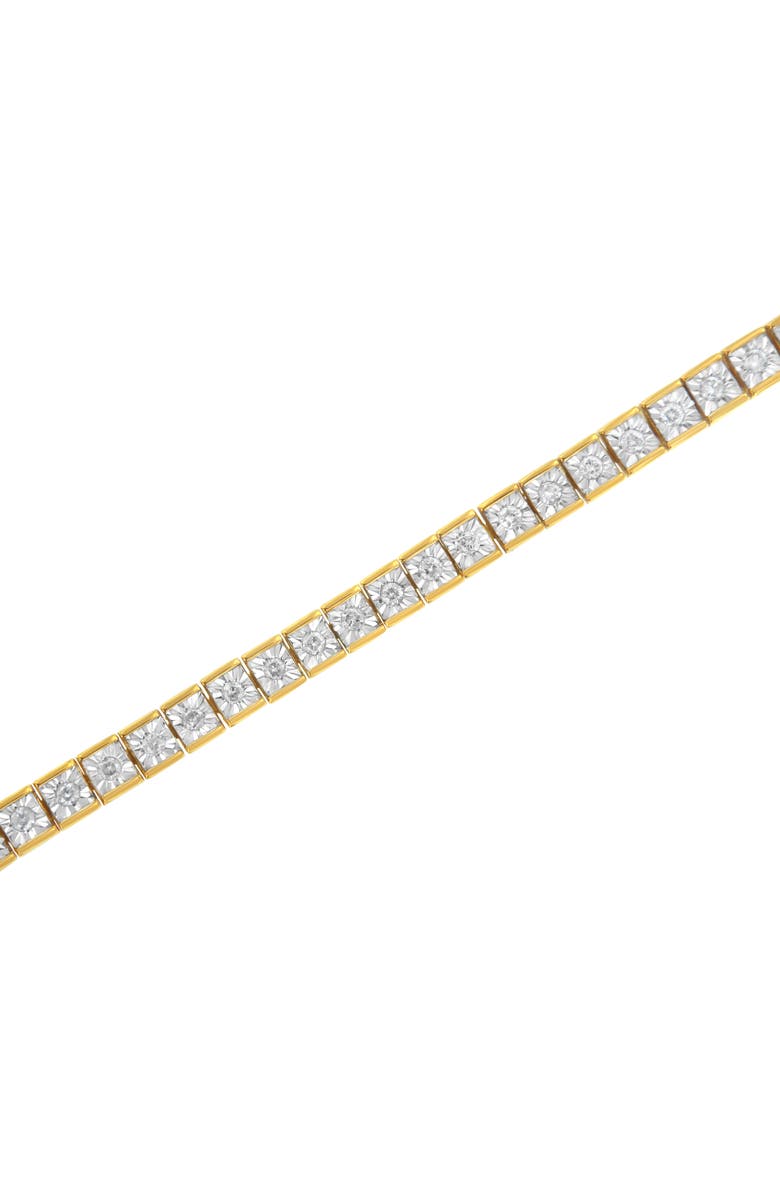 Haus of Brilliance 14K Yellow Gold Plated Silver 1.0 Cttw Diamond Milgrain Link Tennis Bracelet, Alternate, color, Yellow