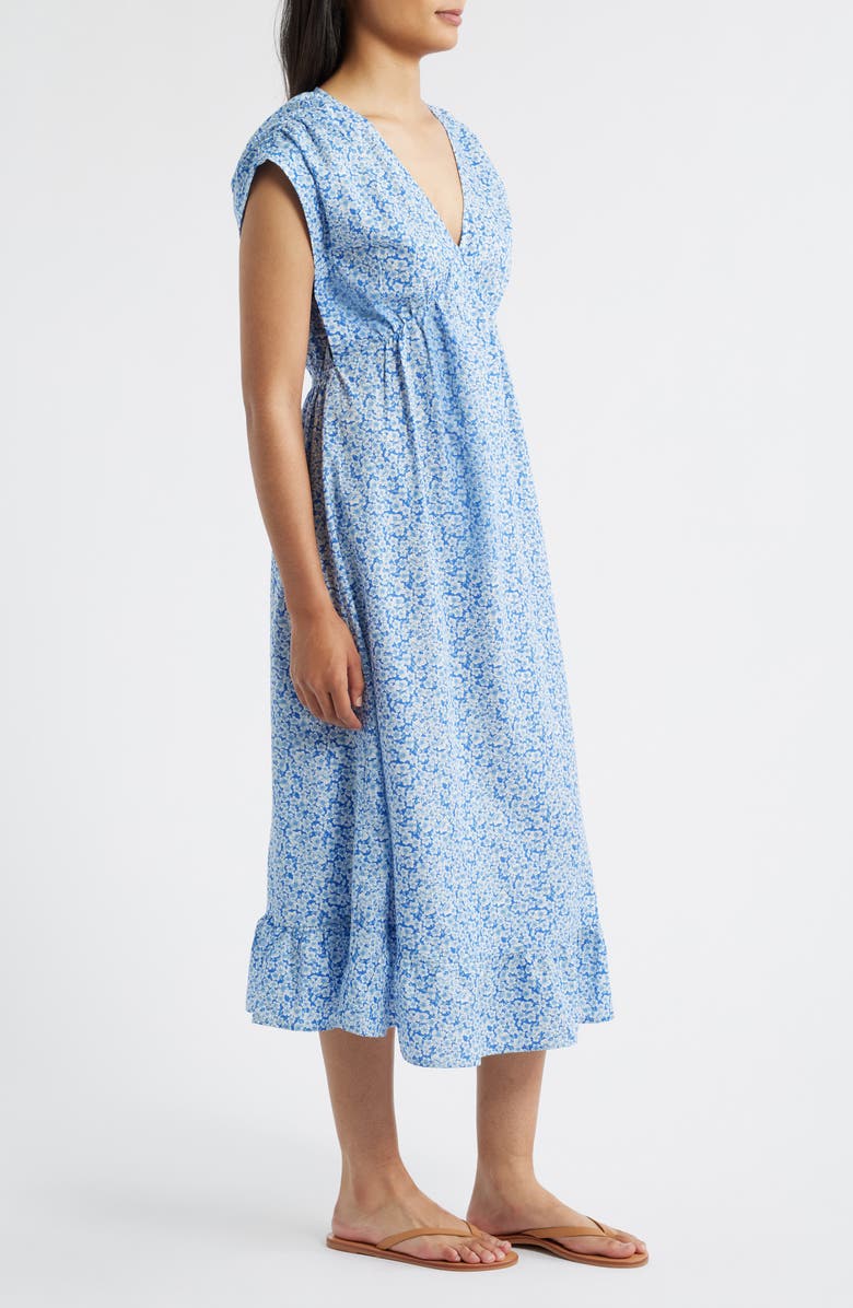 Bobeau Floral Print Midi Dress, Alternate, color, Blue Floral Combo
