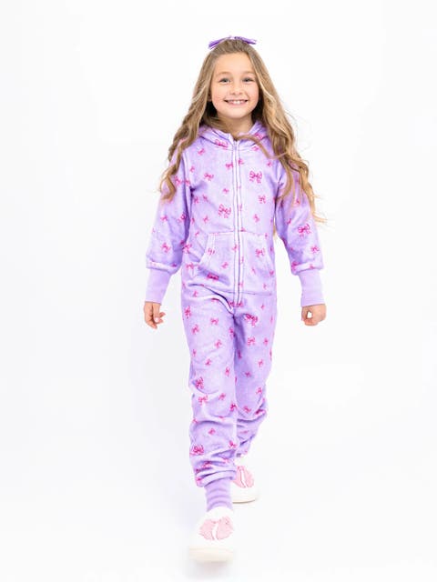 Plush Holiday Bows loungewear jumpsuit