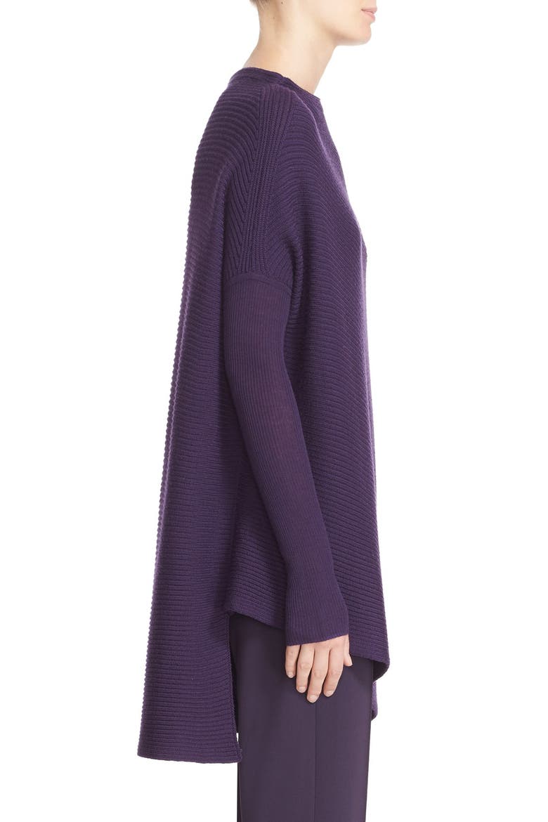 Rib Knit High/Low Asymmetrical Sweater, Alternate, color, PURPLE