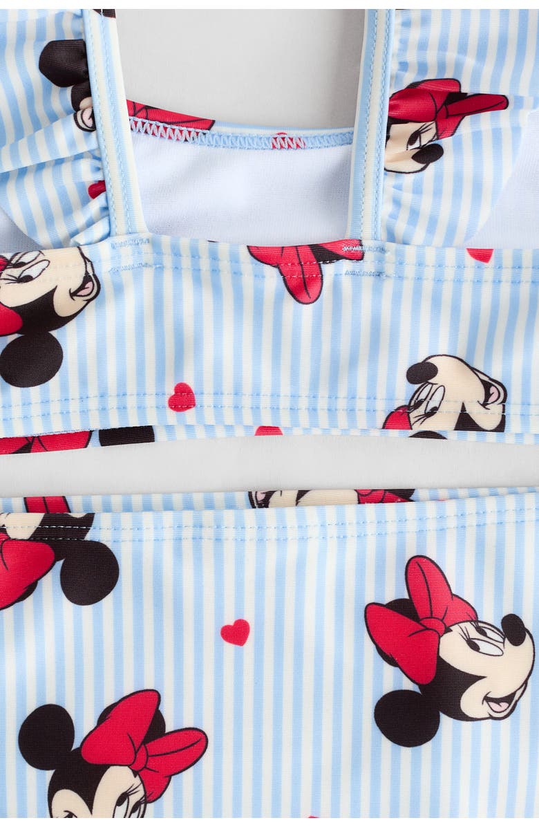H&M Flounced printed two-piece swimsuit, Alternate, color, Light Blue/Minnie Mouse