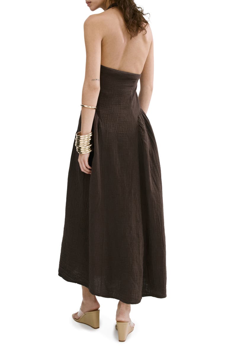Double Gazue Halter Maxi Dress, Alternate, color, CHOCOLATE