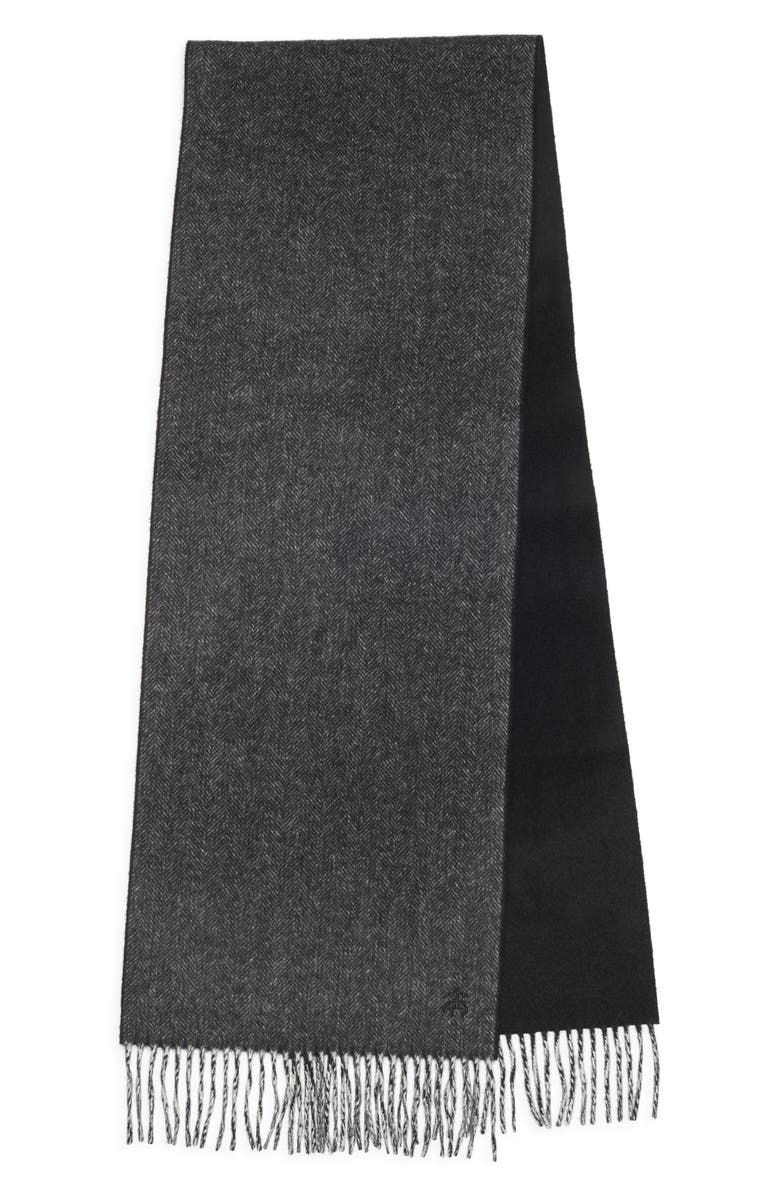 Brooks Brothers Herringbone Wool & Cashmere Blend Scarf, Alternate, color, Black