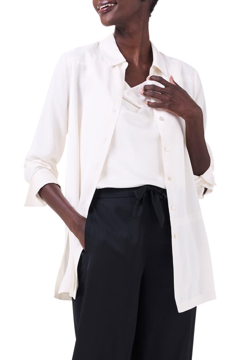Crepe Mix Button-Up Shirt, Main, color, CLASSIC CREAM
