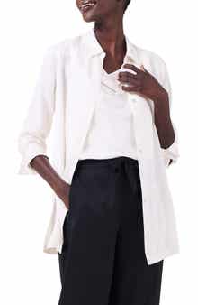Crepe Mix Button-Up Shirt