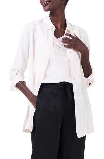 Nic + Zoe Nic+zoe Crepe Mix Button-up Shirt In Classic Cream