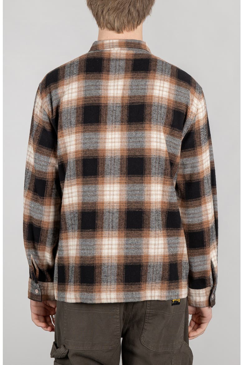 Plaid Zip Overshirt, Alternate, color, BROWN PLAID