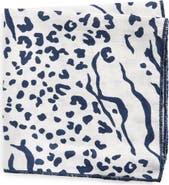 CLIFTON WILSON Print Linen Pocket Square